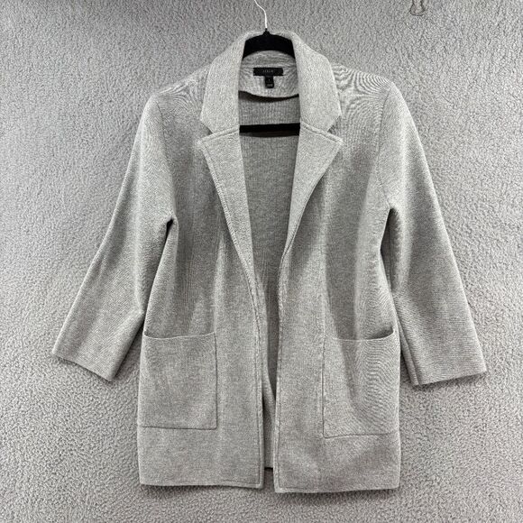 J.Crew Women’s Sophie Open-Front Sweater Blazer Gray Merino Wool Blend Size S - Picture 2 of 10